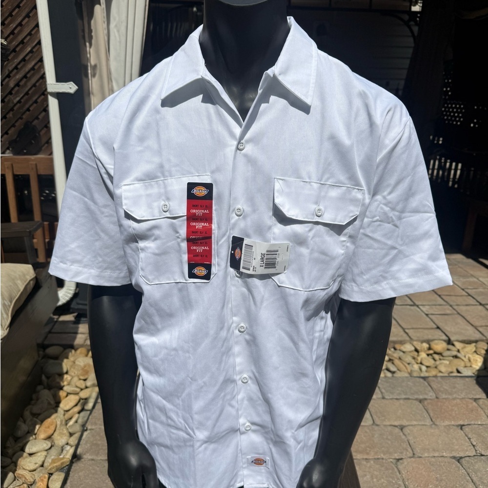 Dickies White Casual Button Down Shirt Relaxed Fit EA103 - Picture 4 of 8